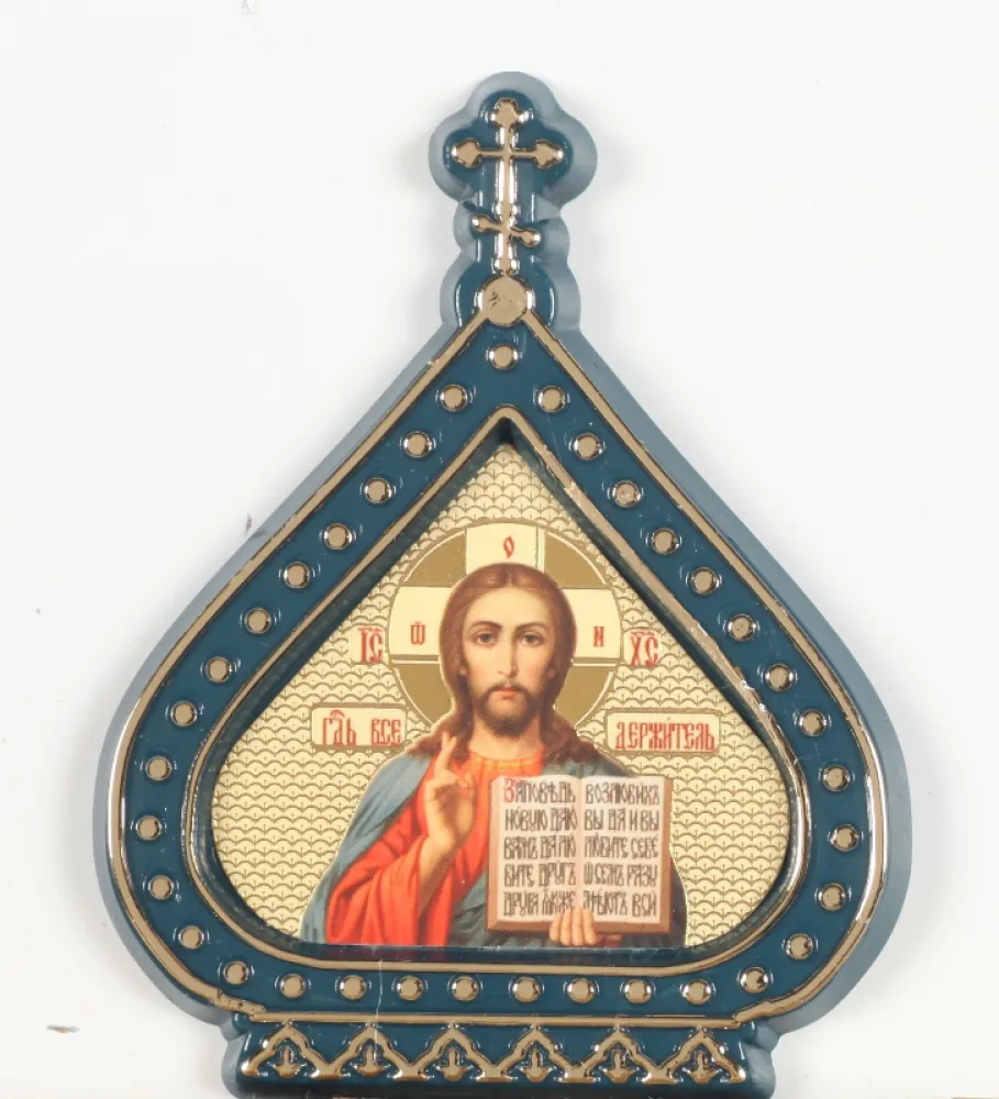 Icon in plastic frame icon dome (yellow background) Saviour 1