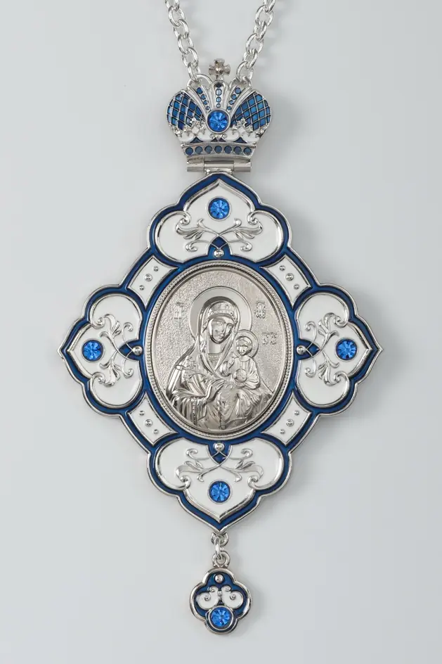 Panagia №187 stamped, enamel / silver plating / Unfading Flower