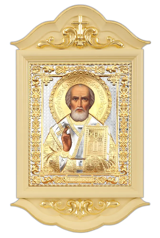 ფერწერული ხატი კიოტში 18×24 ზეთი, მოჭედილობა №243, კიოტი №3 ნიკოლოზ საკვირველთმოქმედი