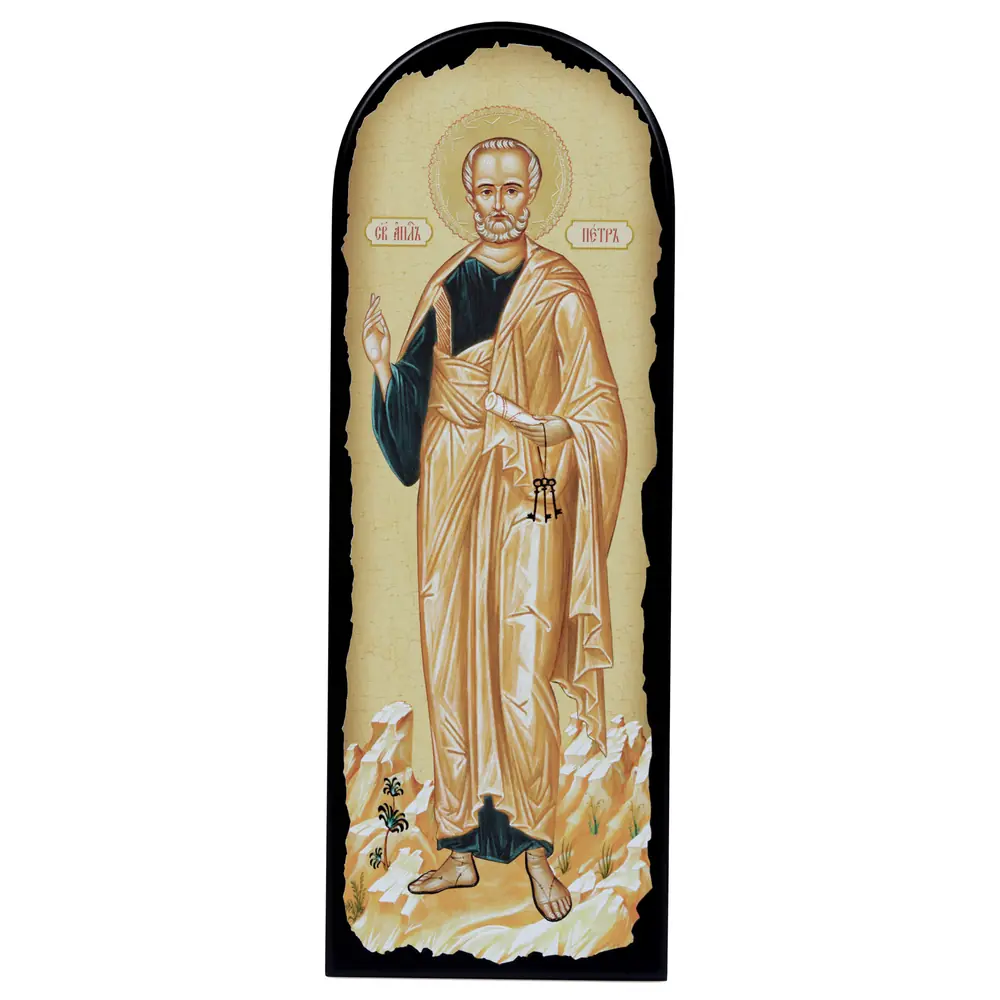 Icon on MDF 18×50 arched, 3D print, varnish Apostle Peter