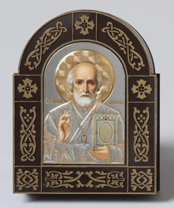 Incense holder arched blind embossing with blessed set Nicholas the Wonderworker