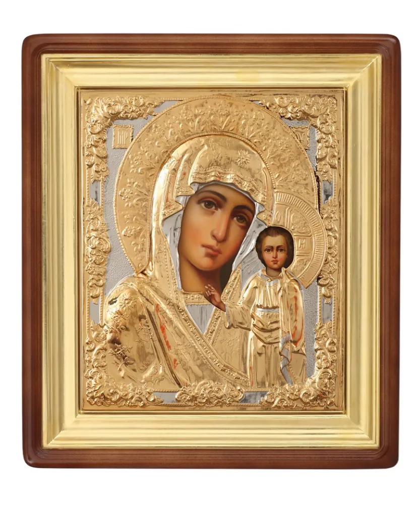 ფერწერული ხატი კიოტში 24×30 ზეთი, მოჭედილობა №17, კიოტი №1 ყაზანის ღვთისმშობელი