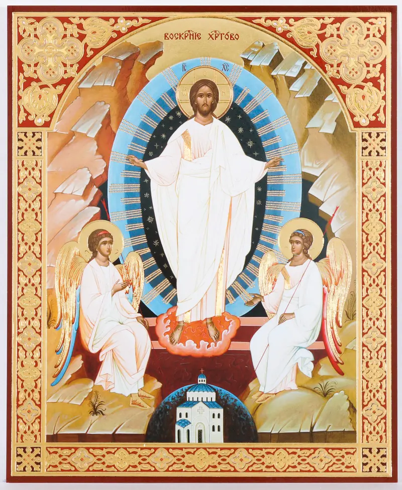Icon on hardboard №1 11×13 double embossing Resurrection of Christ 59
