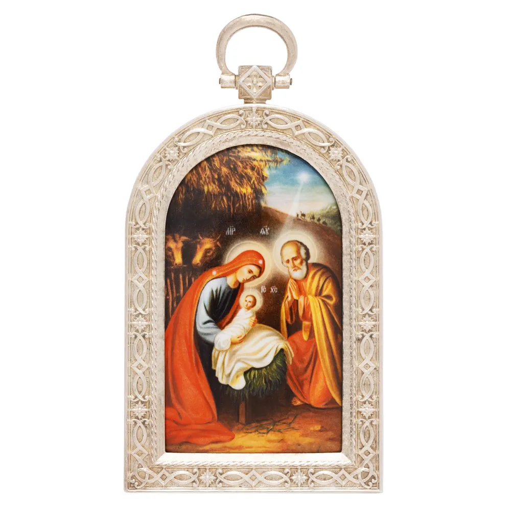Name-day icon №33 decal / silver plating / Nativity of Christ