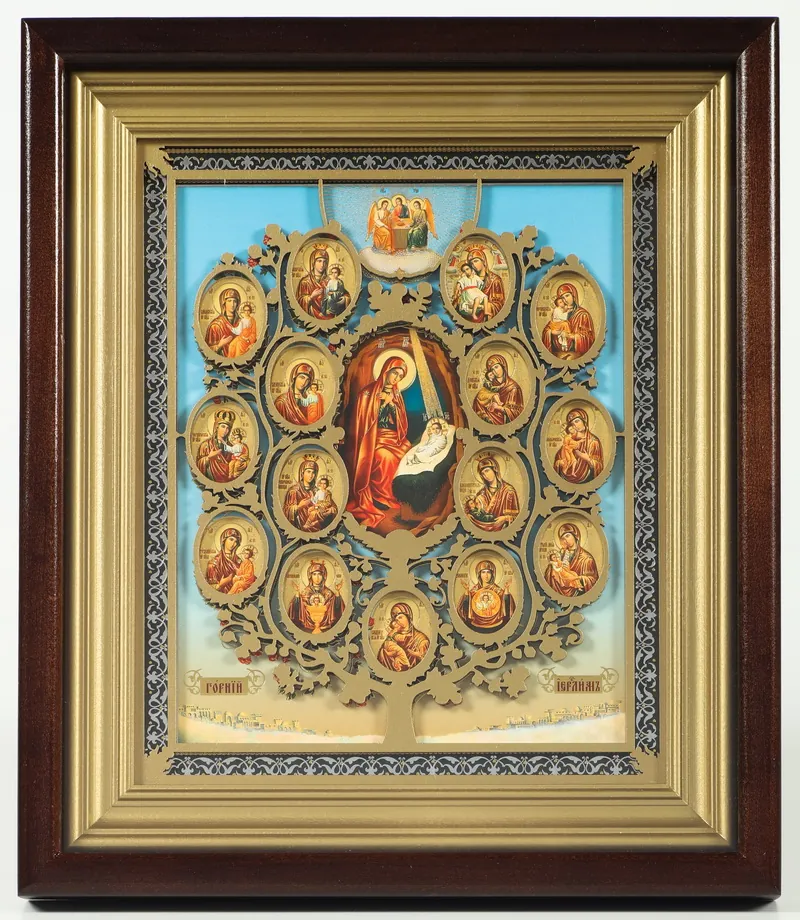 Icon in icon case 18×24 complex, double embossing, overlay aerosol Tree of the Theotokos 3
