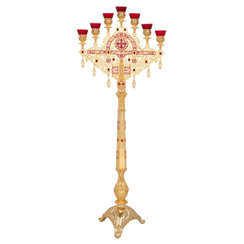 Processional seven-branched candlestick gilding enamel stones