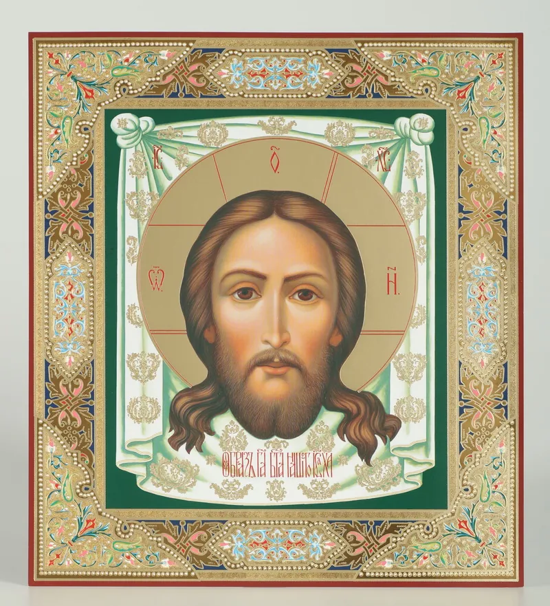 Icon on hardboard №1 18×24 double embossing Saviour Not Made by Hands 01