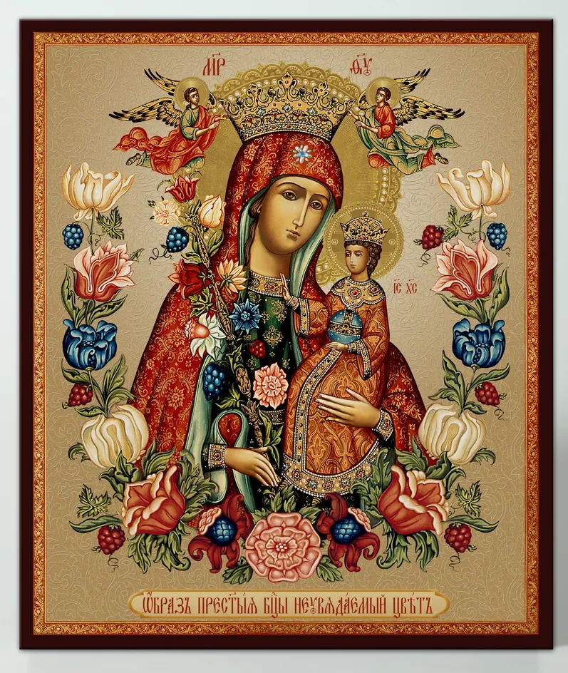Icon on board 22×26 3D print, varnish Unfading Flower