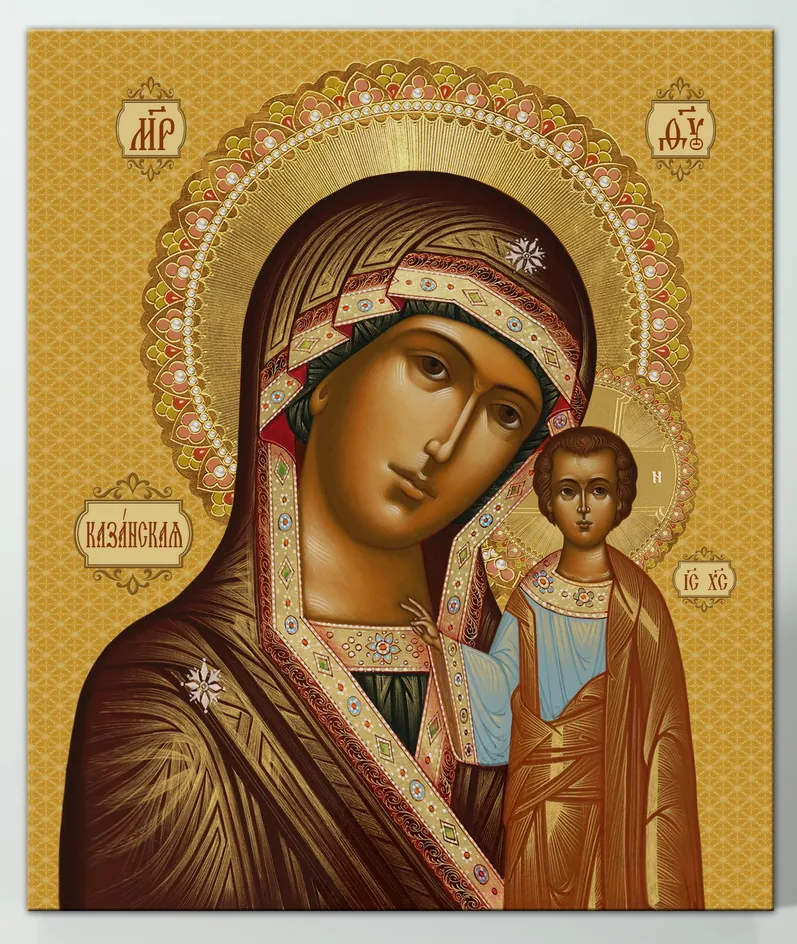 Icon on board 22×26 3D print, varnish Kazan Mother of God 4