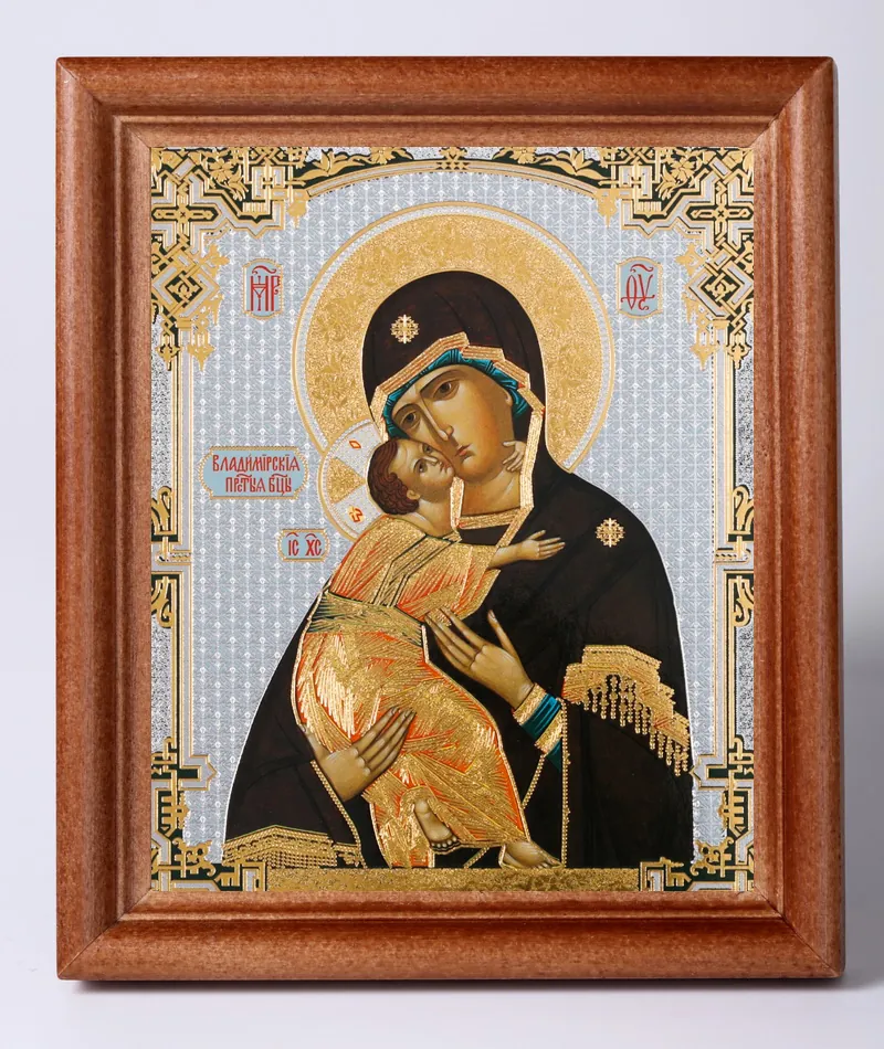 Icon in wooden frame №1 11×13 double embossing Vladimir Mother of God 4