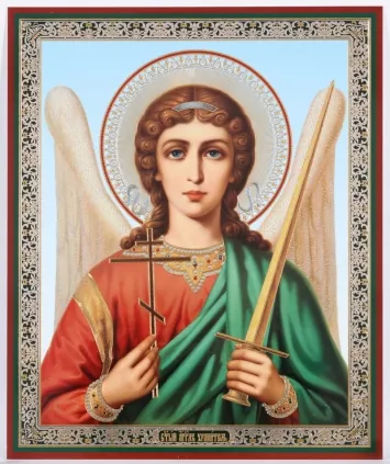 Icon on hardboard №1 18×24 double embossing Guardian Angel (half-length)