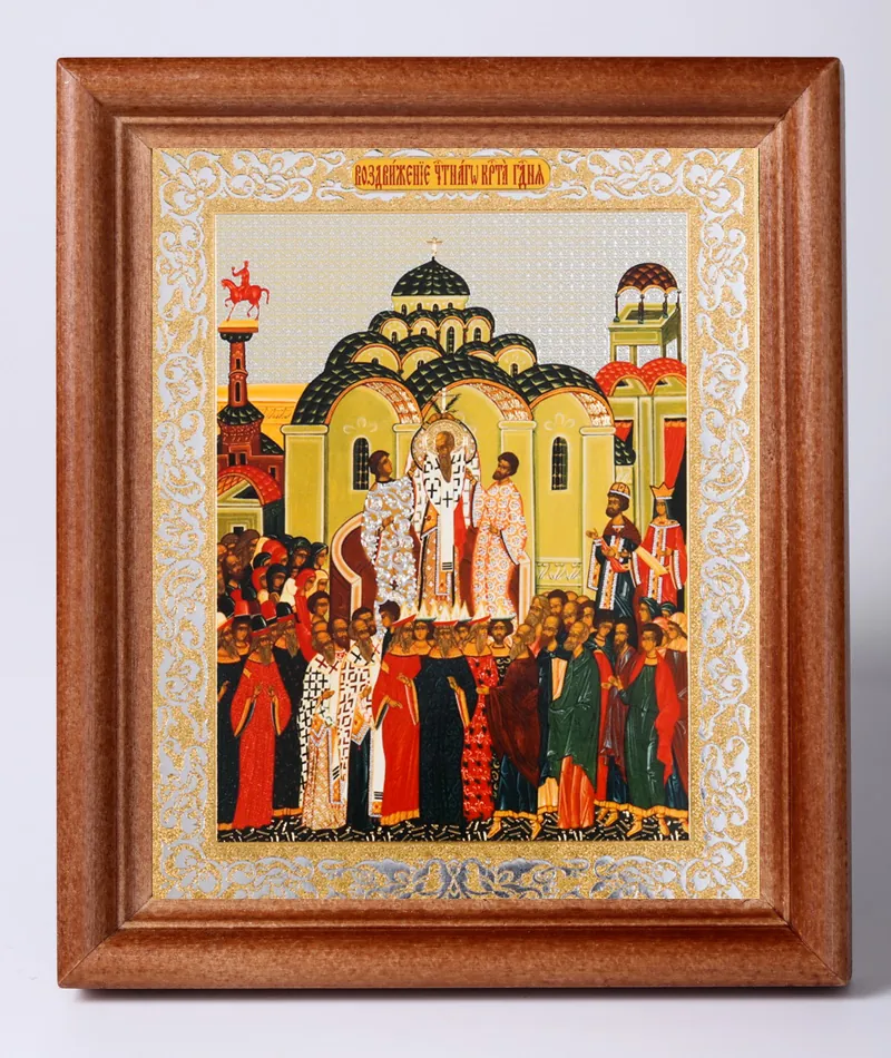 ხატი ხის ჩარჩოში №1 11×13 ორმაგი ტვიფრი ჯვართამაღლება
