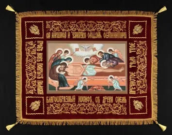 Epitaphios small machine embroidery photo image on canvas of the Saviour