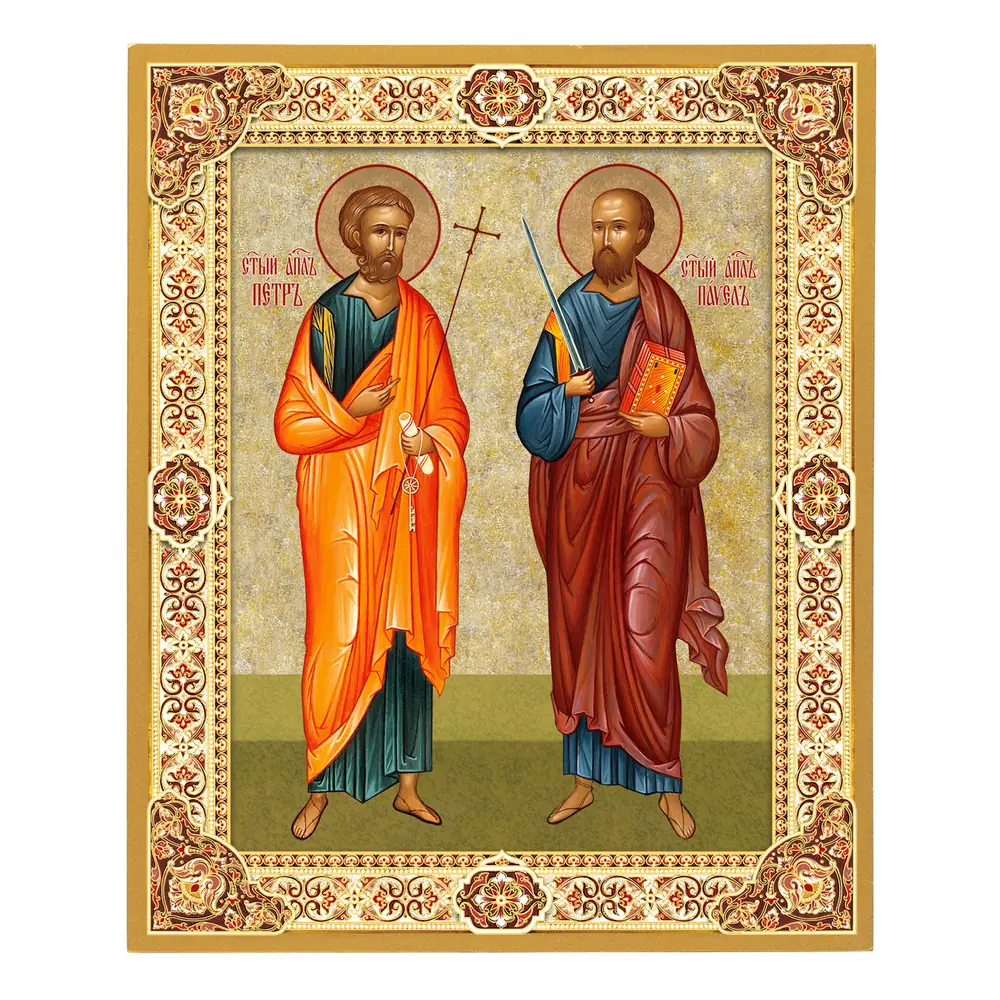 Icon on board 18×24 gilded finish, 3D print, varnish Peter Paul