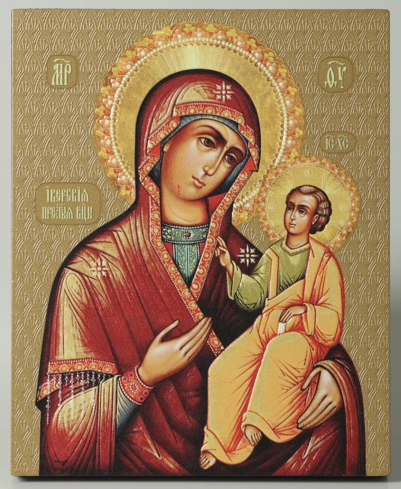 Icon on board 13×15 3D print, varnish Iveron Mother of God 2