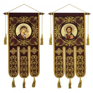 Banners on velvet medium embroidery attached photo image (pair)