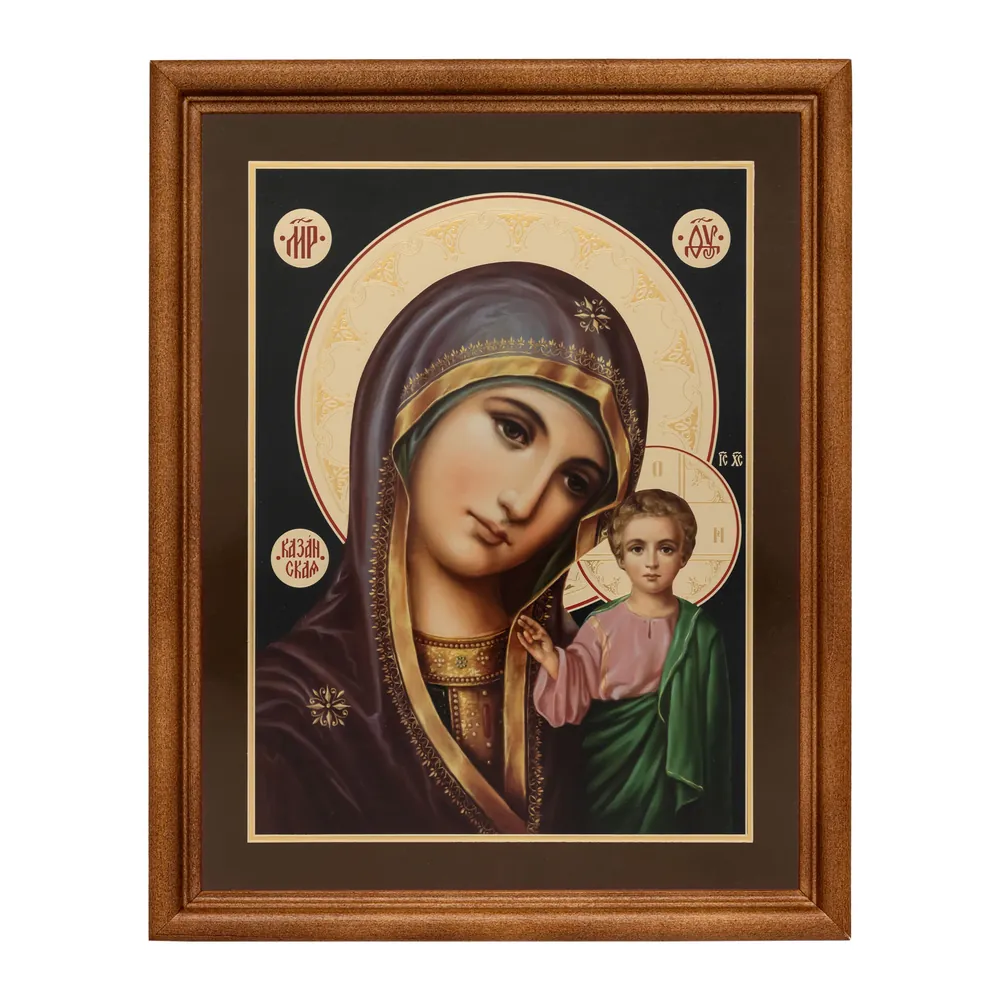 Икона в деревянной рамке №1 18х24 двойное тиснение Казанская БМ 39