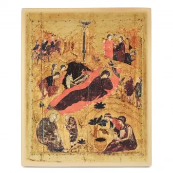 Icon on board 18×24 gilded finish, 3D print, varnish Nativity of Christ (Rublev)