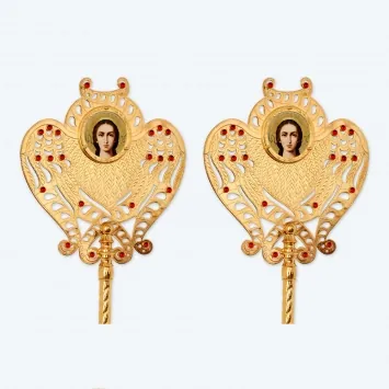 Ripidion №13 fretwork engraving gilding stones (pair)