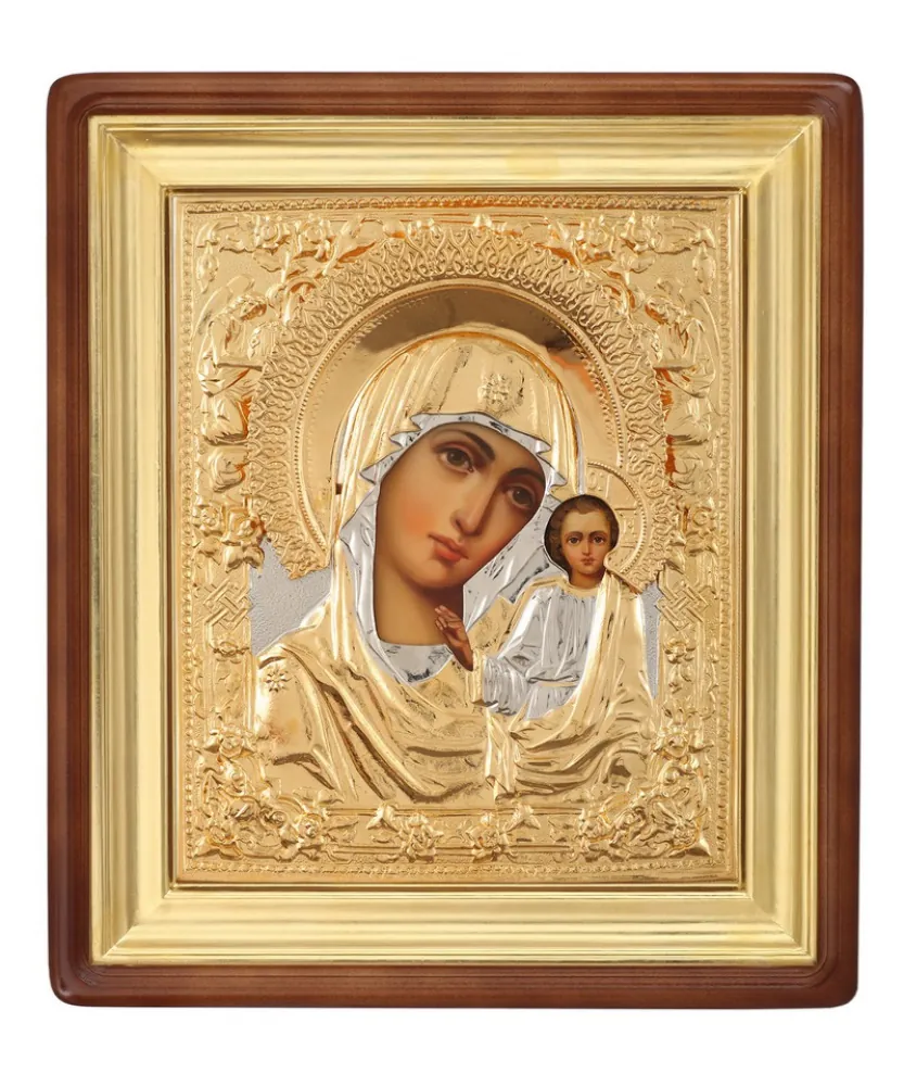 ფერწერული ხატი კიოტში 24×30 ზეთი, მოჭედილობა №113, კიოტი №1 ყაზანის ღვთისმშობელი