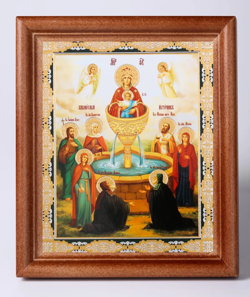 ხატი ხის ჩარჩოში №1 11×13 ორმაგი ტვიფრი სიცოცხლის მომნიჭებელი წყარო 3