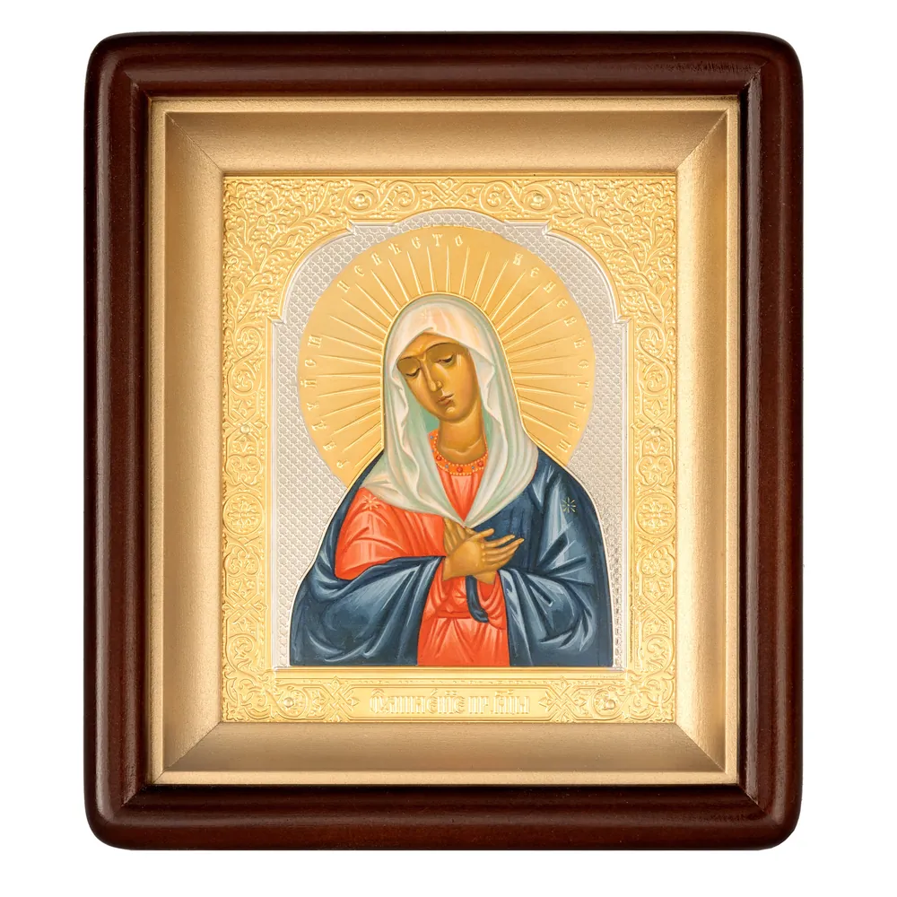 ფერწერული ხატი კიოტში 11×13 ზეთი, მოჭედილობა ღია, თითბერი, მოოქროვება, კიოტი №2 ლმობიერება ღვთისმშობელი, 03914