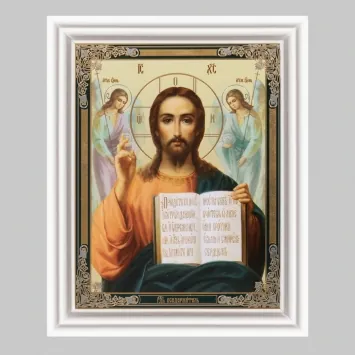 Icon in wooden frame №3 11×13 (white) double embossing Saviour 20