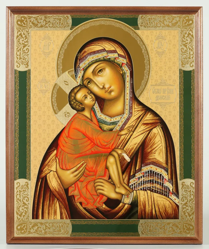 ხატი ხის ჩარჩოში №1 30×40 ორმაგი ტვიფრი, შეფუთვა დონის ღვთისმშობელი 01