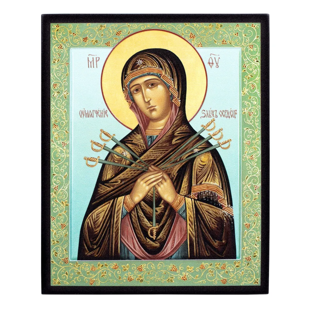 Icon on board 13×15 3D print, varnish Softener of Evil Hearts №2