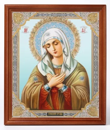 Icon in wooden frame №1 18×24 double embossing Tenderness Mother of God 2