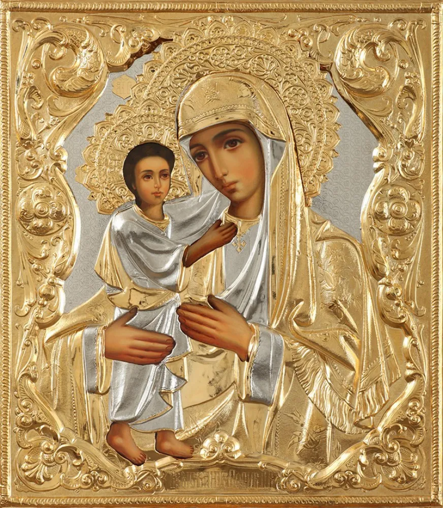 ღვთისმშობლის ფერწერული ხატი «დაღუპულთა მაძიებელი» 30×40, ზეთი, მოჭედილობა №108, მოოქროვება