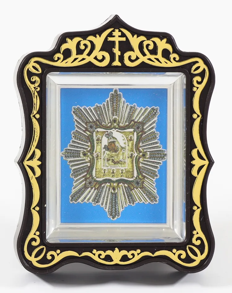 Icon in plastic frame icon case 6×7 carved metallised Pochaev Mother of God