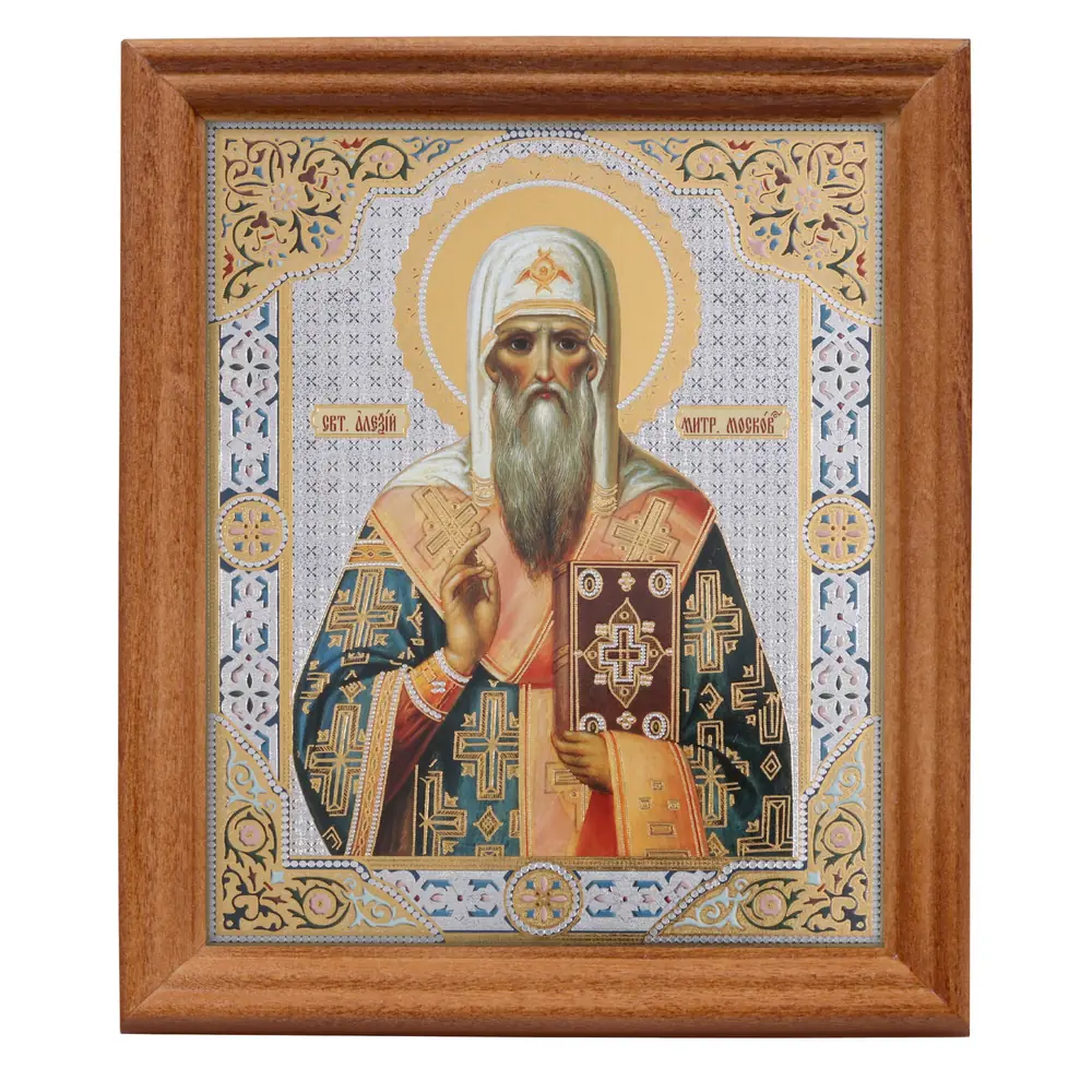 Icon in wooden frame №3 11×13 double embossing Alexis, Metropolitan of Moscow