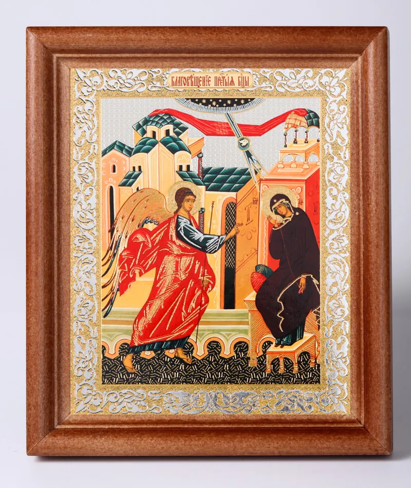 ხატი ხის ჩარჩოში №1 11×13 ორმაგი ტვიფრი ხარება