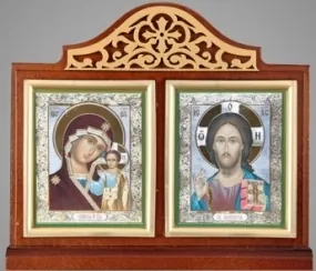 Table icon 6×7 double, double embossing, gilded frame Saviour-Kazan Mother of God 2