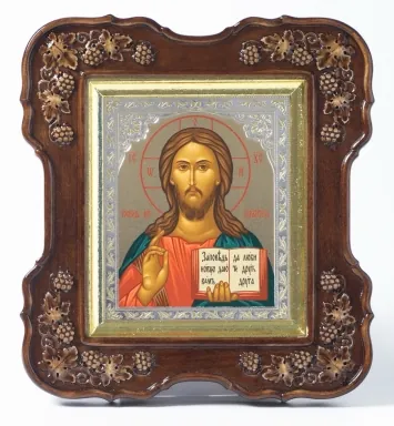 Icon in icon case 11×13 (vine 4), tempera №8 embossing, stretcher imitation gold leaf Saviour
