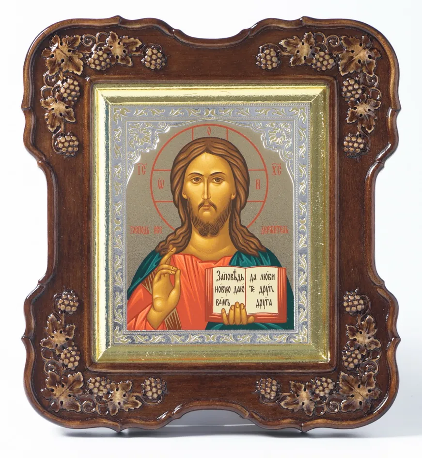 ხატი კიოტში 11×13 (ვაზი 4), ტემპერა №8 ტვიფრი, ქვეჩარჩო ოქროს ფურცლის იმიტაცია მაცხოვარი