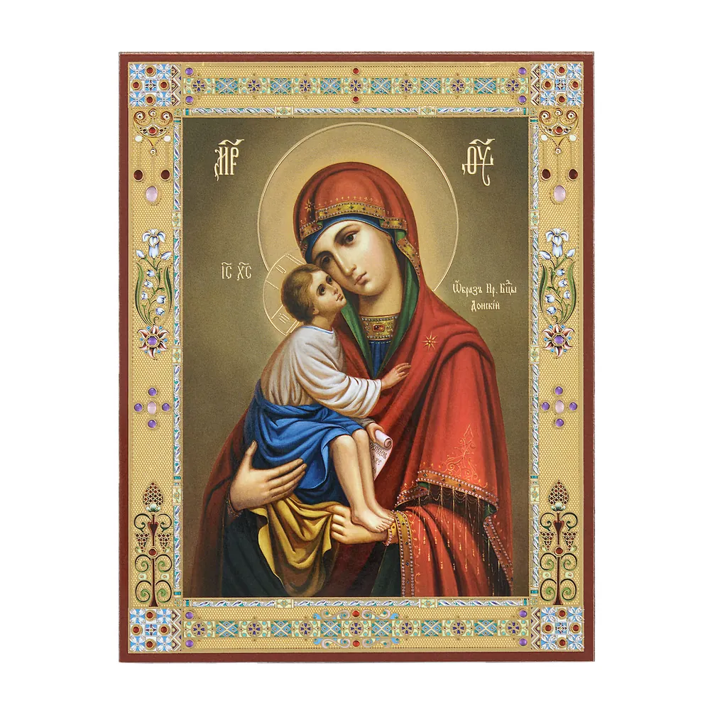 Icon on wooden panel 11×13 double embossing Don Mother of God 3