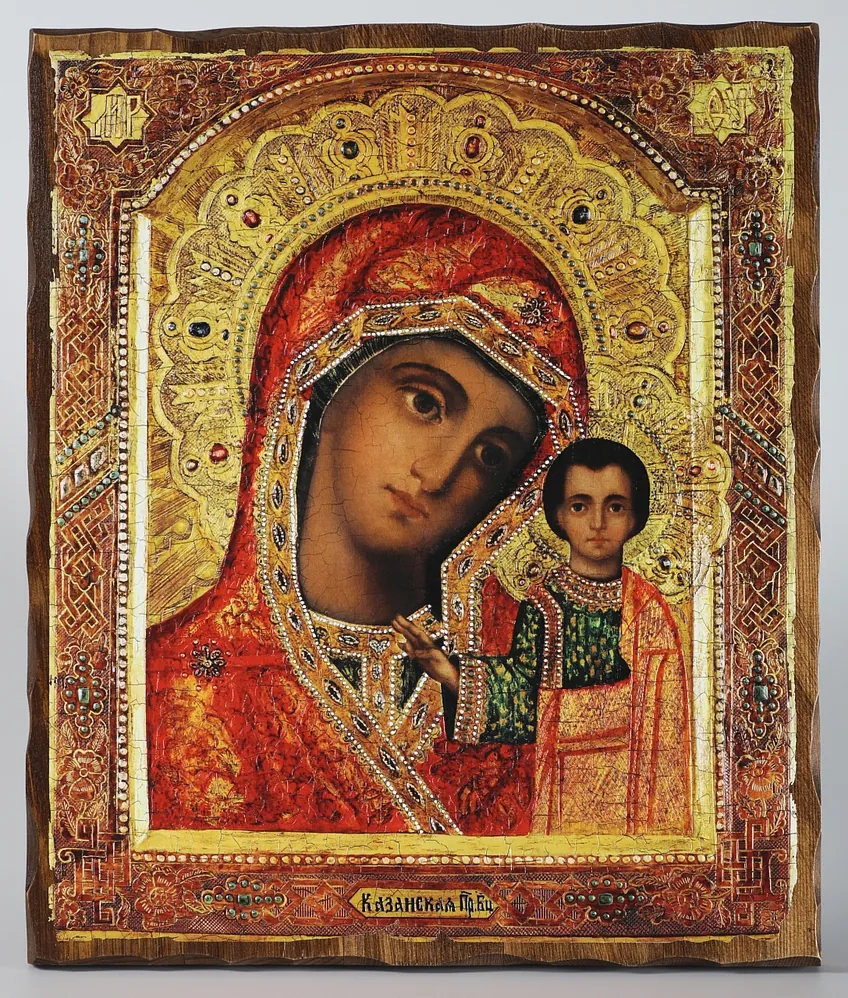 ხატი ხეზე 30×40 პლოტერული ბეჭდვა ყაზანის ღვთისმშობელი