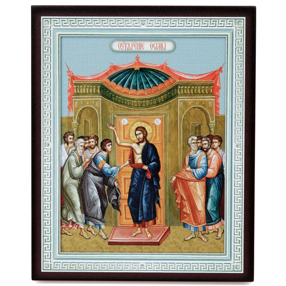Icon on board 13×15 3D print, varnish Doubting of Thomas