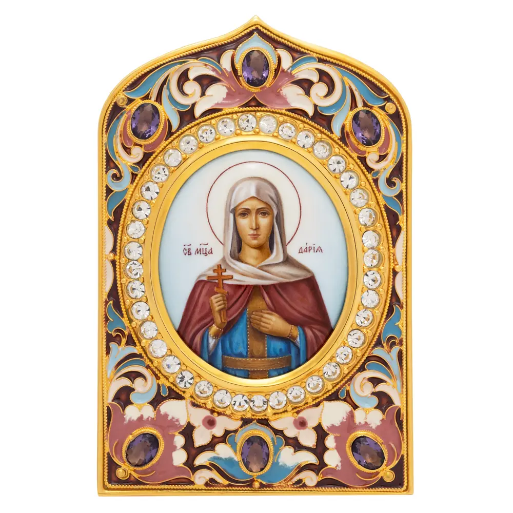Name-day icon №003 electroforming, enamel, enamel miniature / gilding / Daria