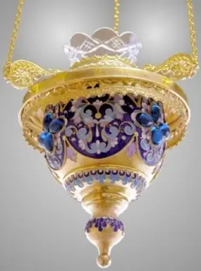 Filigree vigil lamp Kazan with enamel / gilding