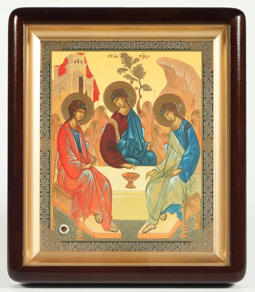 ხატი კიოტში 18×24 ფიგურული, ორმაგი ტვიფრი, სამება (რუბლიოვის)