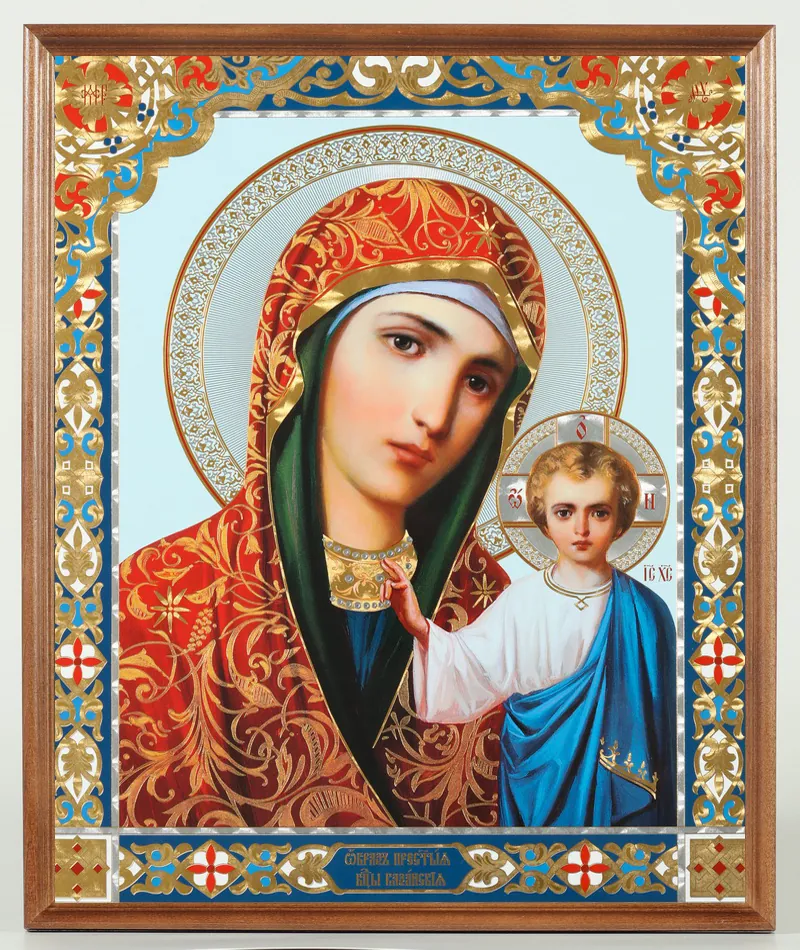 Icon in wooden frame №1 30×40 double embossing, packaging Kazan Mother of God 22