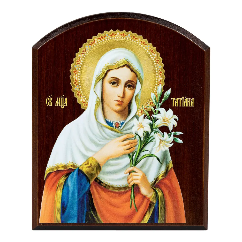 Icon on board 10×12 3D print, arched, varnish Tatiana 2