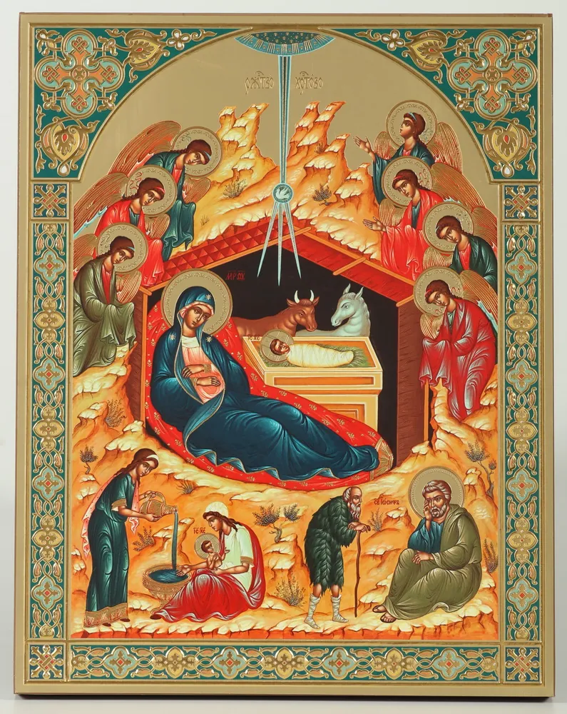Icon on wooden panel 21×32 chipboard blind embossing, packaging Nativity of Christ 44