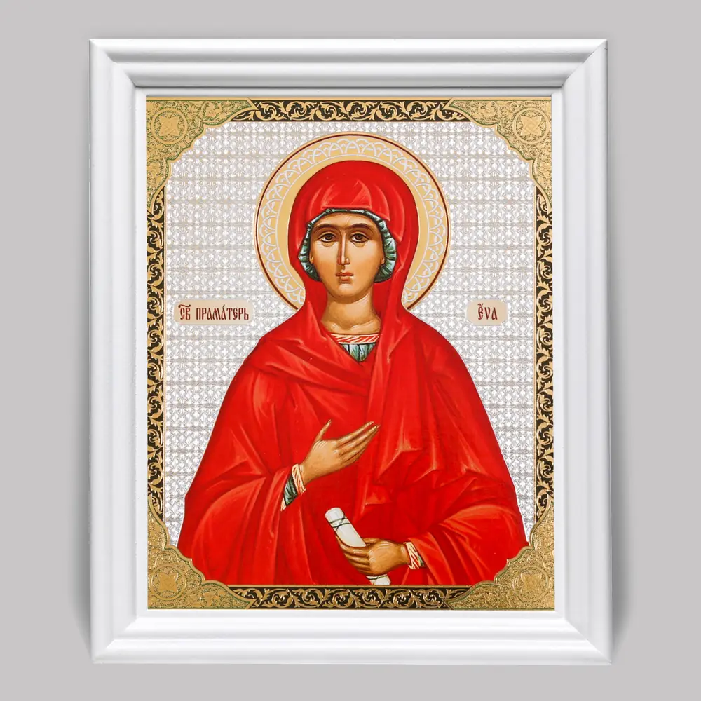 Icon in wooden frame №3 11×13 (white) double embossing Eve, Foremother (2)