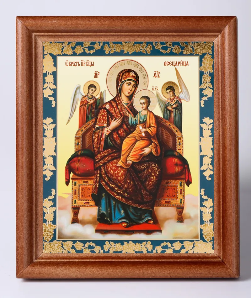 Икона в деревянной рамке №1 11х13 двойное тиснение Всецарица 2
