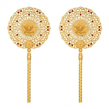 Ripidion №17 fretwork engraving gilding stones (pair)