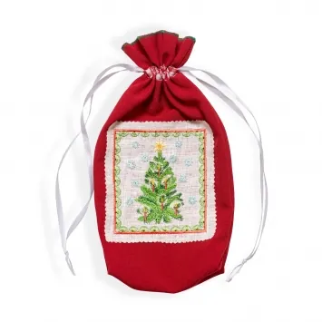 Pouch for Christmas gifts with machine embroidery 18×32 №1